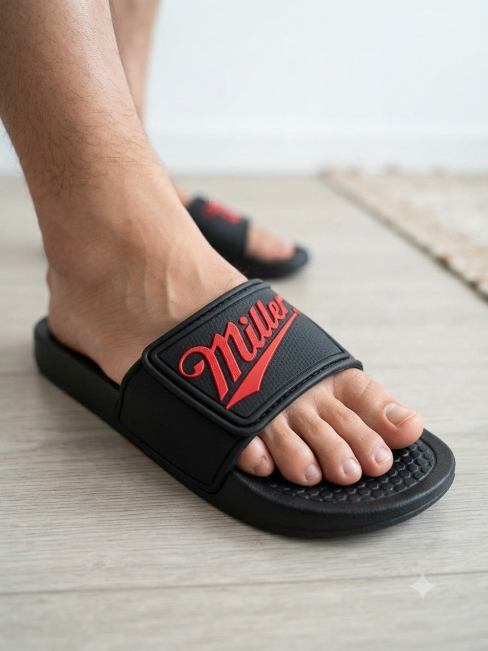 Miller Black & Red Men's Slide Sandals New Without Label